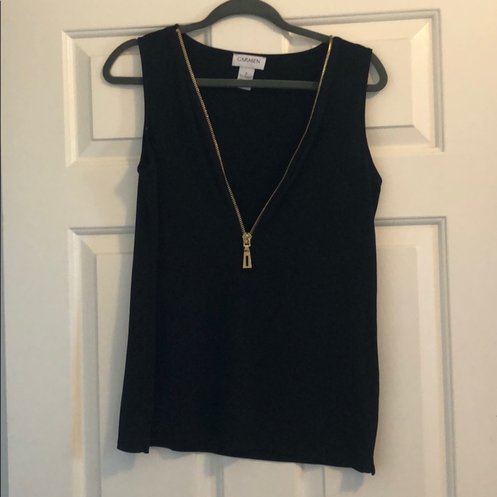 Black Work shirt with gold zipper